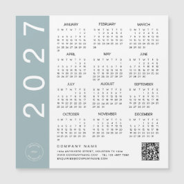 2027 Kalender Blå Kant QR-kod Företagets logotyp
