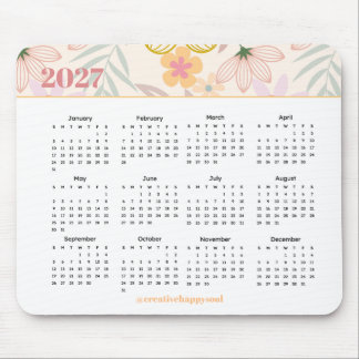 2027 kalender blomster enkel modern årlig skrivbor musmatta