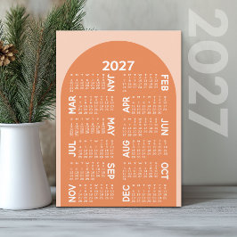 2027 Kalender - boho mod ark retro korall Julkort