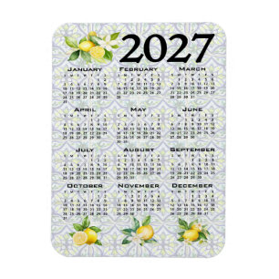 2027 Kalender Citroner Italienska Medelhavs Kakelp Magnet