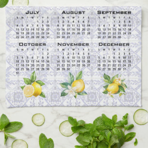 2027 Kalender Citroner Italienska Medelhavsplatts Kökshandduk