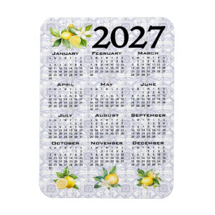 2027 Kalender Citroner Italienska Medelhavsplattsk Magnet