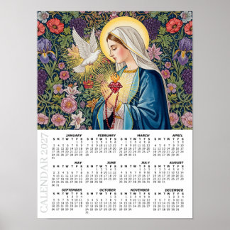 2027 Kalender, Det Heliga Hjärtat av Maria / Fromh Poster