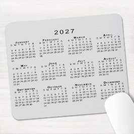 2027 Kalender Enkel Grå och Svart Musmatta