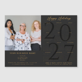2027 Kalender Företag Foto Logotyp SvartGuld Magne