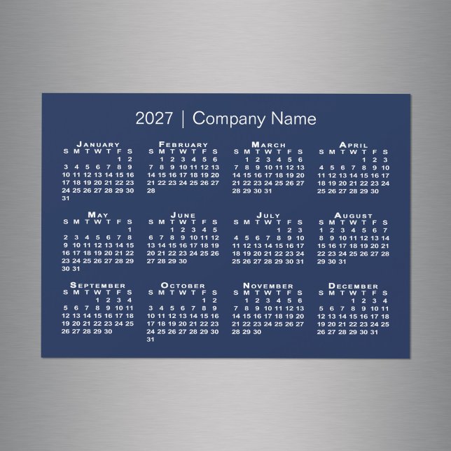 2027 Kalender Företag Namn Marinblå Magnet (2027 Calendar Company Name Navy Blue Magnet)