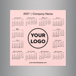2027 Kalender Företagets Logotyp Coral Rosa Magnet