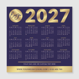 2027 Kalender Företagets Logotyp Marinblå & Guld F