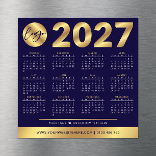 2027 Kalender Företagets Logotyp Marinblå & Guld F