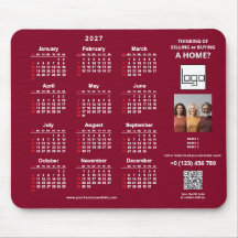 2027 Kalender Företagets Logotyp QR-kod Burgunder