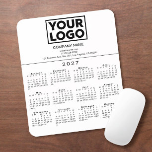2027 Kalender Företagets Logotyp Text Vit Musmatta