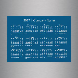 2027 Kalender Företagets Namn Blå Magnet