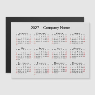 2027 Kalender Företagets Namn Grå Magnet