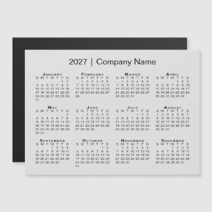 2027 Kalender Företagets Namn Grå Magnet