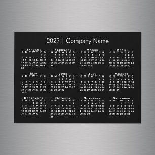 2027 Kalender Företagets Namn Svart Magnet