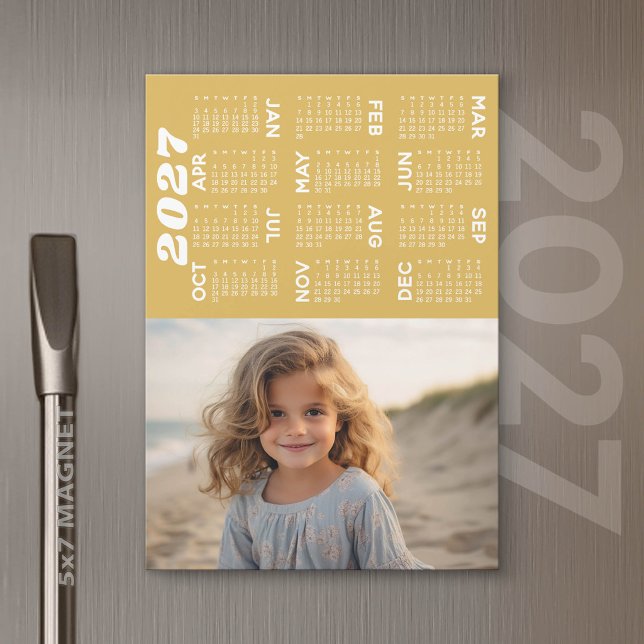 2027 Kalender: Foto Minimalistisk Modern Magnet (2027 Calendar)