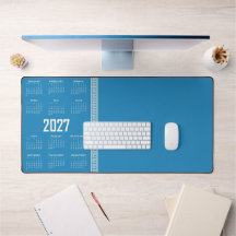 2027 Kalender, Grekisk Fret, Cosmic Latte på Blå