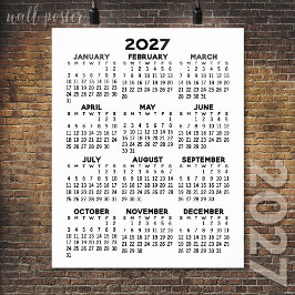2027 Kalender - Grundläggande Minimal Svart och Vi Poster