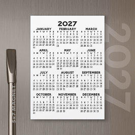 2027 Kalender - Grundläggande Minimalistisk Magnet