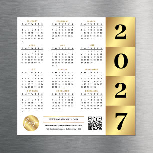 2027 Kalender Guld Företagets Logotyp QR-kod Markn