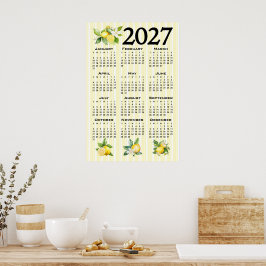 2027 Kalender Italiensk Stil Citron Gul Randig Poster