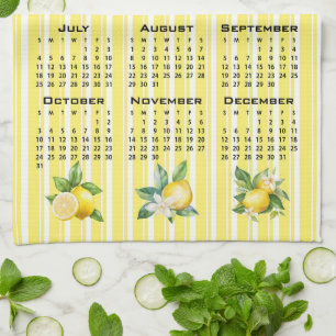 2027 Kalender Italiensk Stil Citron Gula Ränder Kökshandduk