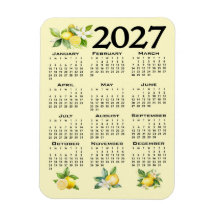 2027 Kalender Italiensk Stil Citroner Gul