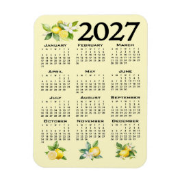 2027 Kalender Italiensk Stil Citroner Gul Magnet