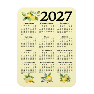 2027 Kalender Italiensk Stil Citroner Gul Magnet