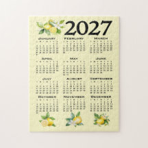 2027 Kalender Italiensk Stil Citroner Gul