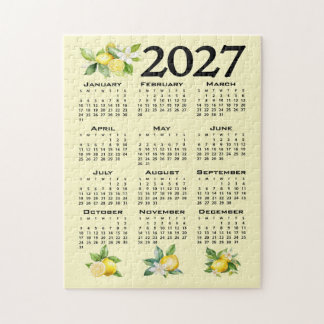2027 Kalender Italiensk Stil Citroner Gul Pussel