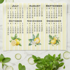 2027 Kalender Italiensk Stil Citroner Gula Ränder Kökshandduk