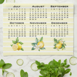 2027 Kalender Italiensk Stil Citroner Gula Ränder Kökshandduk