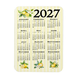 2027 Kalender Italiensk Stil Citroner Gula Ränder Magnet