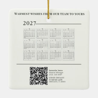 2027 Kalender Julstuga QR-kod Företag Julgransprydnad Keramik