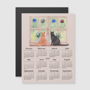2027 Kalender Katter i fönstret kalender magnet