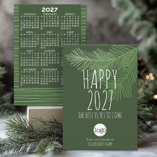 2027 Kalender, Logo - Gröna Grenar - Företag Julkort