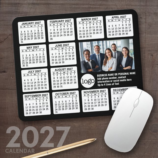 2027 Kalender - logotyp, fotoföretag Musmatta (2027 Calendar Mousepad)