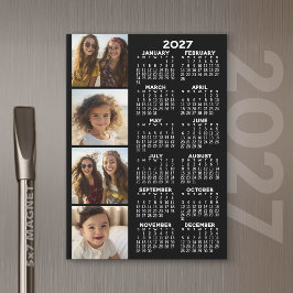 2027 Kalender med 4 Foto Collage Magnetisk Kort