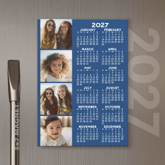 2027 Kalender med 4 Foto Collage Magnetisk Kort