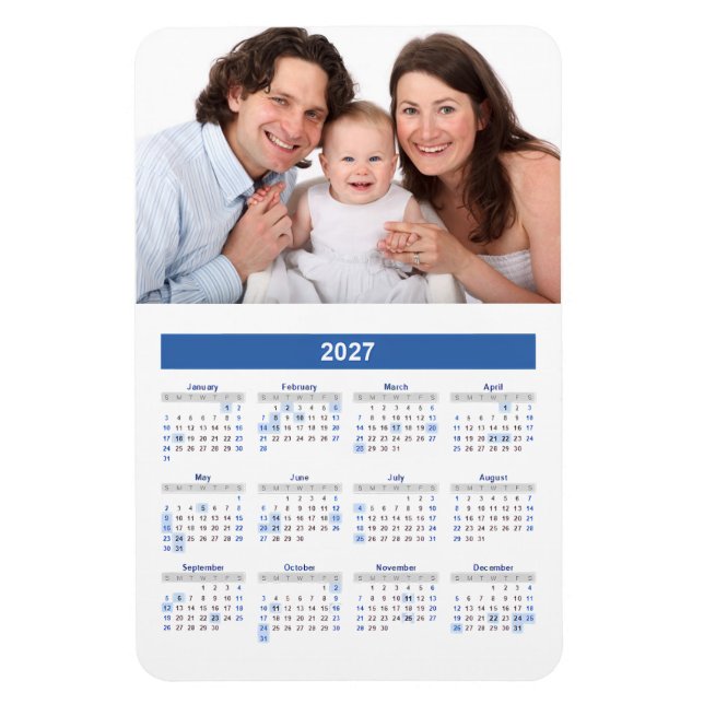 2027 Kalender med anpassad fotomagnet Magnet (Vertikal)