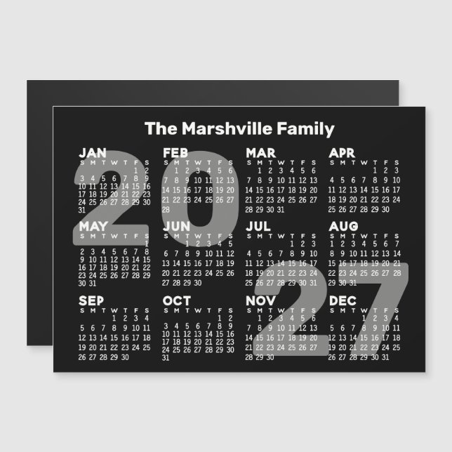 2027 Kalender med extra text - Magnetisk kort (Fram/baksida)