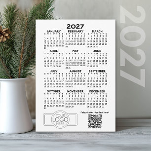 2027 Kalender med företagslogotyp och QR-kod Julkort
