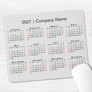 2027 Kalender med företagsnamn Ljusgrå Musmatta