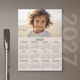 2027 Kalender med Foto - Årsvy Magnetisk Karta