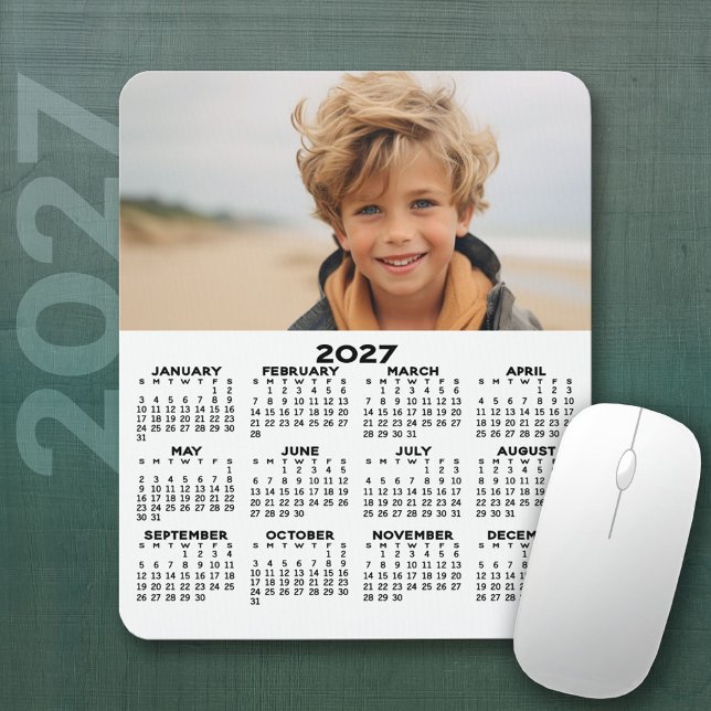 2027 Kalender med Foto - Årsvy Vertikal Musmatta (2027 Calendar Mousepad)
