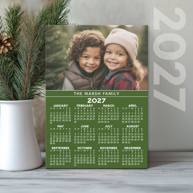 2027 Kalender med Foto - Helårsvy Julkort (2027 Calendar Holiday Card)