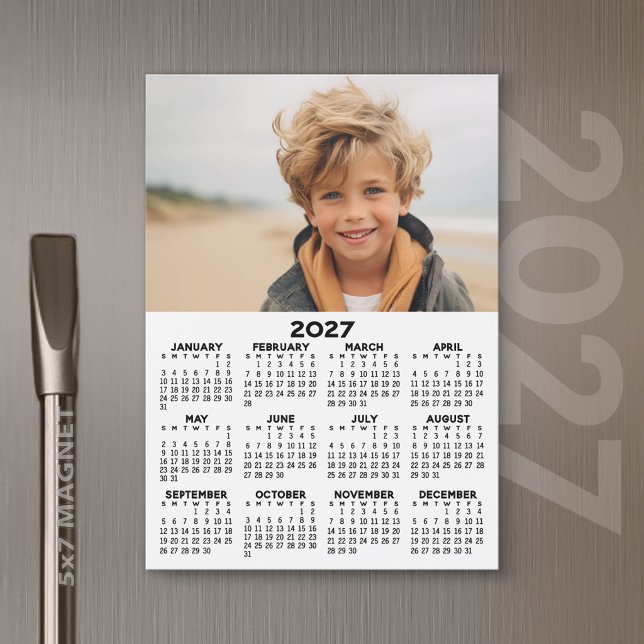 2027 Kalender med foto - helårsvy magnetkort (2027 Calendar Magnet)