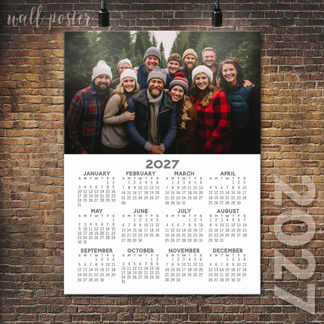 2027 Kalender med Foto - Helårsvy Poster (2027 Calendar Poster)