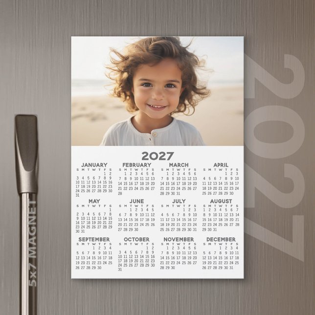 2027 Kalender med Foto - Heldårs Magnetkort (2027 Calendar Magnet)